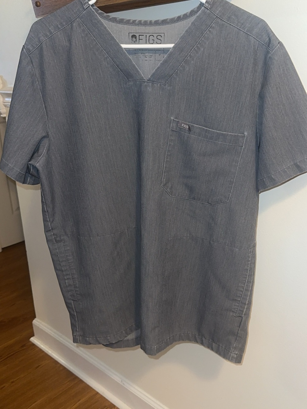 FIGS V-neck Scrub Top in Heather Gray - Picture 2 of 3
